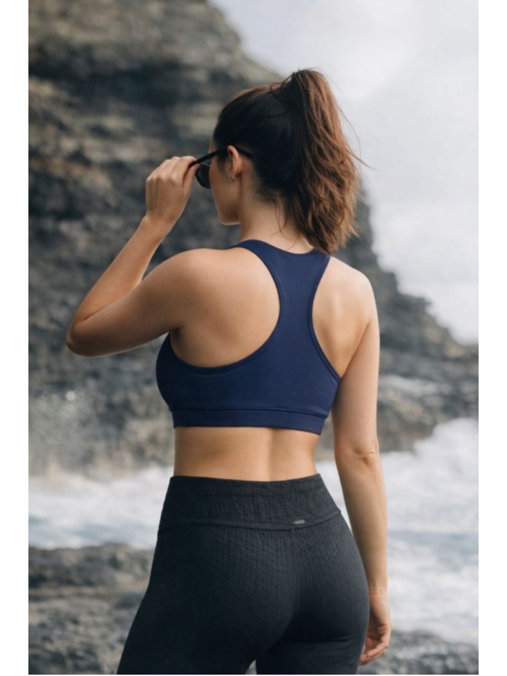 Girlfriend Collective Midnight Blue Sports Bra Medium Racerback Longline Activew